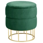 Taburet, rotund, cu spatiu depozitare, catifea, verde, max 80 kg, 37x42 cm, Elza, Akord