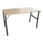 Masa gradina/terasa pentru exterior, lemn si otel, maro, 120x60x71 cm, Chomik