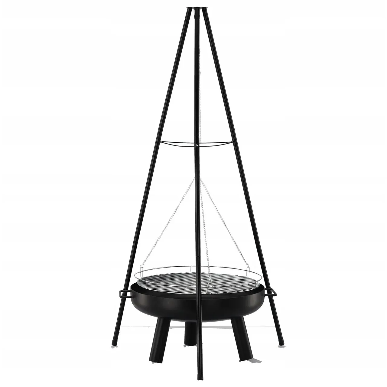 Gratar de gradina cu carbuni, grill rotund, trepied ajustabil, 64.5x64.5x150 cm, Chomik Gratar de gradina cu carbuni, grill rotund, trepied ajustabil, 64.5x64.5x150 cm, Chomik - imagine 1