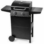 Gratar gradina, grill dreptunghiular, cu gaz, 2 arzatoare, cu roti, capac, rafturi, 96x50x100 cm, BBQ Andora