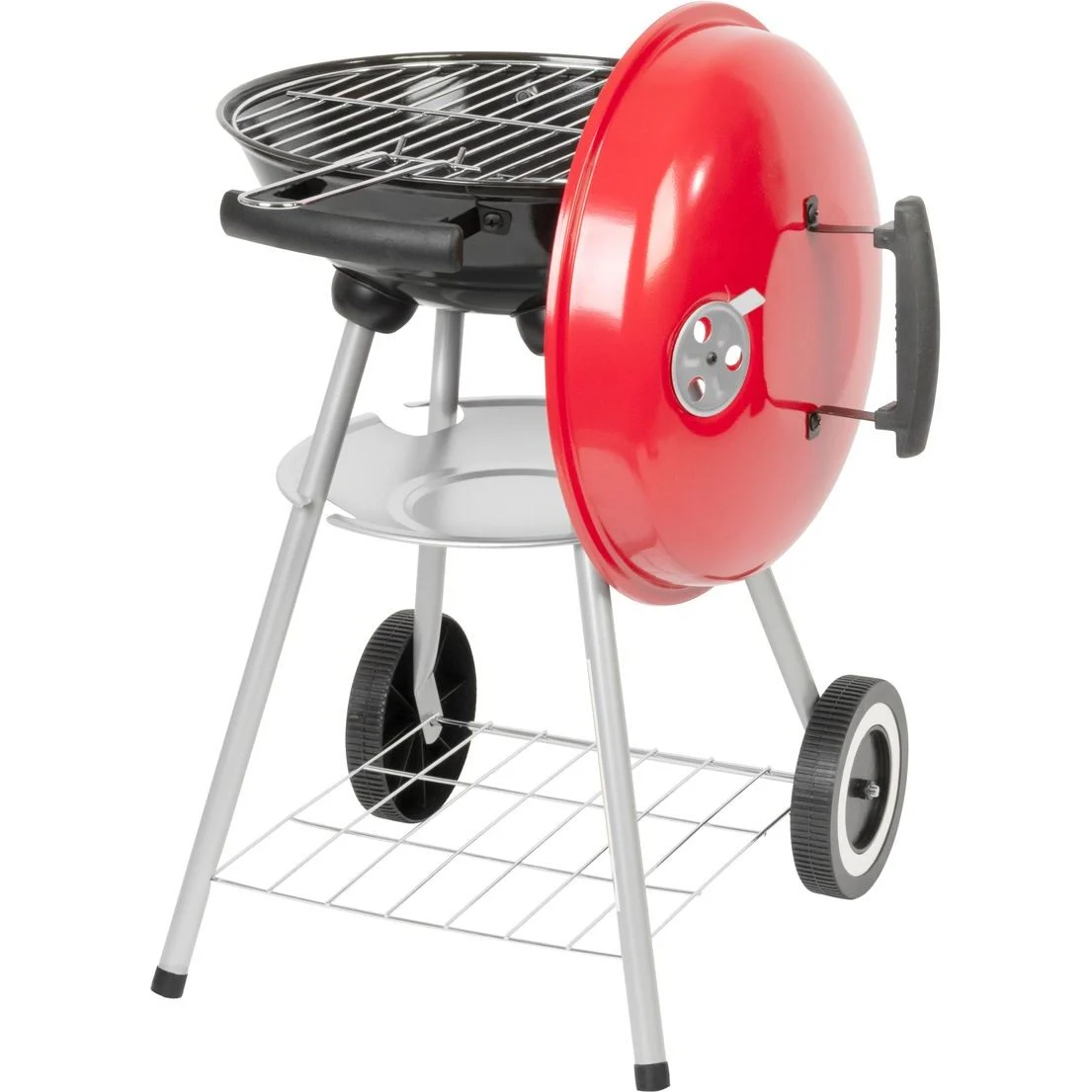 Gratar gradina cu carbuni, grill rotund, cu roti, capac, rafturi, 34.5 cm, 36x46.5x71 cm, Pluto Gratar gradina cu carbuni, grill rotund, cu roti, capac, rafturi, 34.5 cm, 36x46.5x71 cm, Pluto - imagine 1
