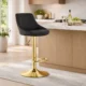 Scaun de bucatarie/bar, Artool, Kast, rotativ, catifea neagra, picior metal auriu, 45.5x49x85-105 cm - imagine 10