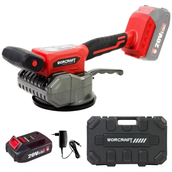 Vibrator pentru gresie si faianta, cu acumulator 2 Ah, ventuza, max 60 kg, Worcraft - imagine 1