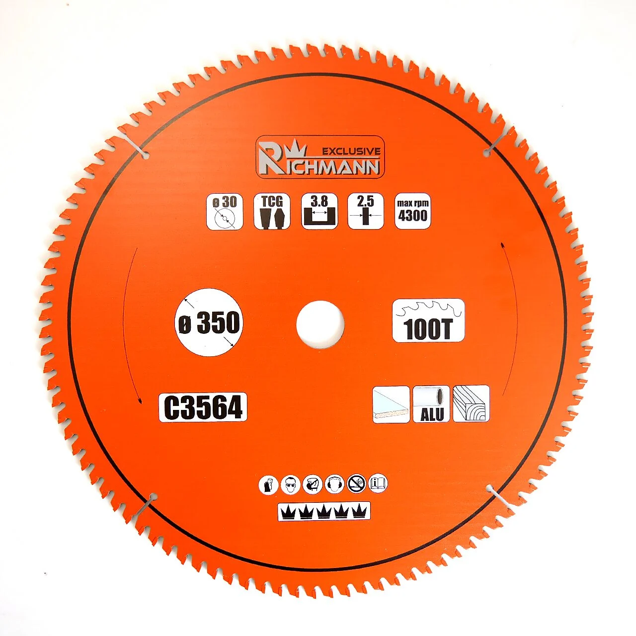 Disc circular vidia Multimaterial pentru aluminiu, lemn, 100 dinti, 350x30 mm, Richmann Exclusive Disc circular vidia Multimaterial pentru aluminiu, lemn, 100 dinti, 350x30 mm, Richmann Exclusive - imagine 1