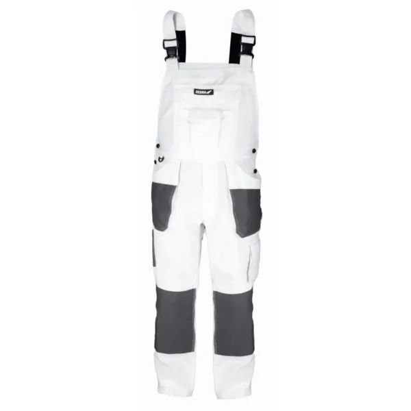 Pantaloni de lucru cu pieptar, salopeta, alb, model White Line, marimea L/52, Dedra Pantaloni de lucru cu pieptar, salopeta, alb, model White Line, marimea L/52, Dedra - imagine 1