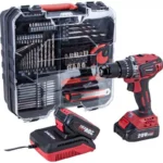 Masina gaurit/insurubat, 2x20V Li-ion, 2 Ah, incarcator si set burghie, varfuri si biti, 73 piese