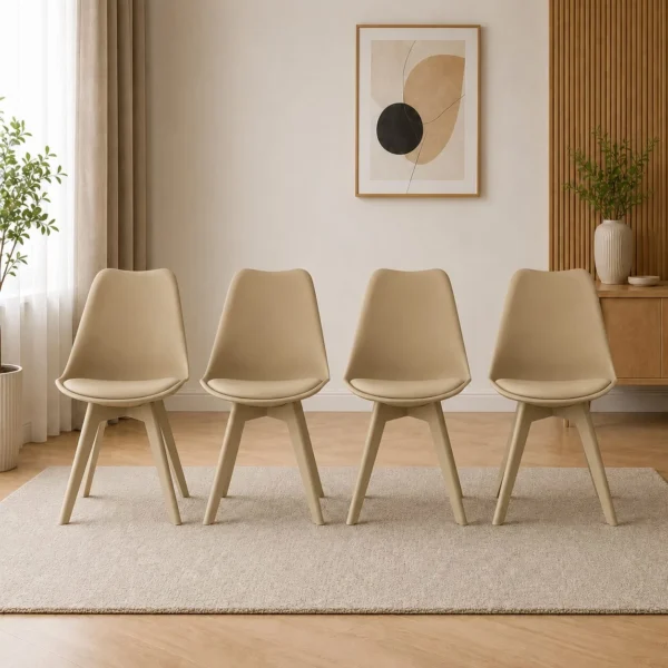 Set 4 scaune bucatarie/living, Artool, Mark, PP bej, picioare bej, 49x43x82 cm - imagine 1