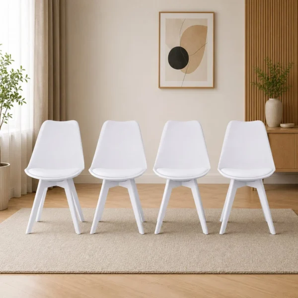 Set 4 scaune bucatarie/living, Artool, Mark, PP alb, picioare albe, 49x43x82 cm - imagine 1