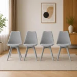 Set 4 scaune bucatarie/living, Artool, Mark, PP gri, picioare gri, 49x43x82 cm