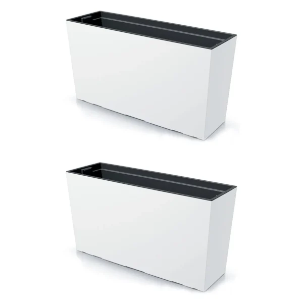 Set 2 jardiniere decorative, Urbi Case M, alb, 77x23.5x40.6 cm, 27 L - imagine 1