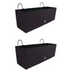 Set 2 jardiniere decorative, suport metalic, Rato Case W, maro, 58x18x19.5 cm