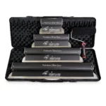 Set 4 gletiere profesionale, lama inox 0.4 mm, Premium Silver, 25, 40, 60, 80 cm, rola gletuit, geanta, Ergoplane, Olejnik