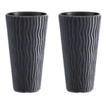 Set 2 ghivece de flori, Sandy Slim, rotunde, inalte, 34.9x62 cm, antracit, Prosperplast