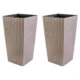 Set 2 ghivece de flori, Rato, imitatie ratan, inalte, 32.5x32.5x61 cm, cafeniu, Prosperplast