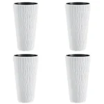 Set 4 ghivece de flori, Sandy Slim, rotunde, inalte, 34.9x62 cm, alb, Prosperplast