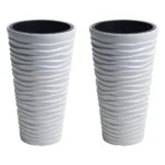 Set 2 ghivece de flori, Sand Slim, rotunde, inalte, 39x75 cm, alb, Prosperplast