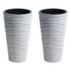 Set 2 ghivece de flori, Sand Slim, rotunde, inalte, 39x75 cm, alb, Prosperplast