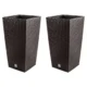 Set 2 ghivece de flori, Rato, imitatie ratan, inalte, 32.5x32.5x61 cm, maro, Prosperplast