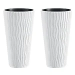 Set 2 ghivece de flori, Sandy Slim, rotunde, inalte, 39x70.8 cm, alb, Prosperplast