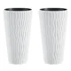 Set 2 ghivece de flori, Sandy Slim, rotunde, inalte, 39x70.8 cm, alb, Prosperplast