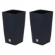 Set 2 ghivece de flori, Rato, imitatie ratan, inalte, 22.5x22.5x42 cm, negru, Prosperplast