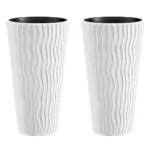 Set 2 ghivece de flori, Sandy Slim, rotunde, inalte, 34.9x62 cm, alb, Prosperplast