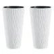 Set 2 ghivece de flori, Sandy Slim, rotunde, inalte, 34.9x62 cm, alb, Prosperplast