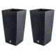 Set 2 ghivece de flori, Rato, imitatie ratan, inalte, 32.5x32.5x61 cm, antracit, Prosperplast