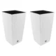 Set 2 ghivece de flori, Rato, imitatie ratan, inalte, 32.5x32.5x61 cm, alb, Prosperplast