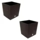 Set 2 ghivece de flori, Rato Low, imitatie ratan, patrate, 32x32x32.5 cm, maro, Prosperplast