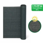 Plasa de umbrire, HDPE, UV, 150 g/mp, grad umbrire 90%, antracit, 1.5x25 m, Strend Pro