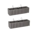 Set 2 Jardiniere decorative cu suport metalic, Boardee Fencycase W, gri, 58x18x16.2 cm