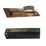 Gletiera inox Olejnik, intarita, Premium Gold, Medium Flex,   40.6x12cm x 0.4mm, maner piele naturala, husa