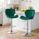 Set 2 scaune de bucatarie/bar, Artool, West, rotativ, catifea verde, picior metal argintiu, 46x48.5x90-111 cm