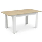 Masa pentru sufragerie/living, Artool, cu blat extensibil, pal, alb si stejar Sonoma, 120-160x80x75 cm