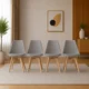 Set 4 scaune bucatarie/living, Artool, Mark, PP gri, picioare lemn natur, 49x42x82 cm