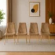 Set 4 scaune bucatarie/living, Artool, Libra, catifea maro, picioare metal auriu, 45x54x86.5 cm