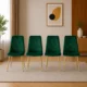 Set 4 scaune bucatarie/living, Artool, Libra, catifea verde, picioare metal auriu, 45x54x86.5 cm