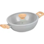 Cratita ceramica cu capac de sticla, manere lemn, 2.8 L, 26 cm, MagicHome Harmony