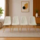 Set 4 scaune bucatarie/living, Artool, Libra, textil bej, picioare metal natur, 44.5x54.5x87 cm