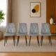 Set 4 scaune bucatarie/living, Artool, Libra, catifea gri, picioare metal negru, 44x40x88.5 cm