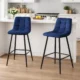 Set 2 scaune de bucatarie/bar, Artool, Arceto, catifea albastra, picioare metal negru, 43.5x32.5x104 cm
