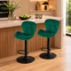 Set 2 scaune de bucatarie/bar, Artool, West, rotativ, catifea verde, picior metal negru, 46x48.5x90-111 cm