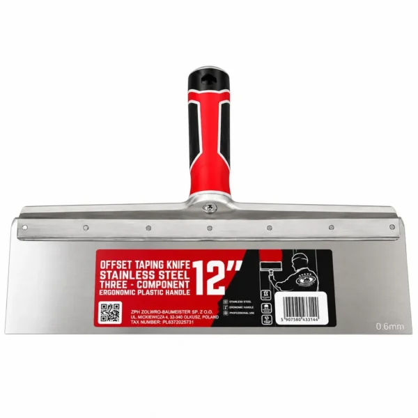 Spaclu inox intarit pentru fatade, 30.5x9 cm x 0.6 mm, maner tricomponent, Olejnik - imagine 1