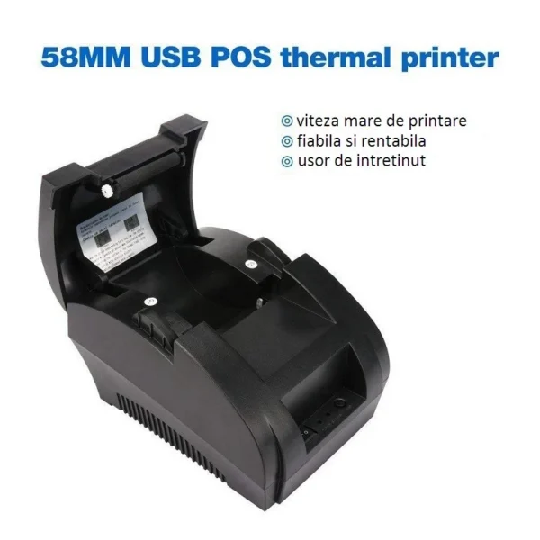 Imprimanta termica pos portabila, 58 mm, 203 dpi, usb - imagine 3