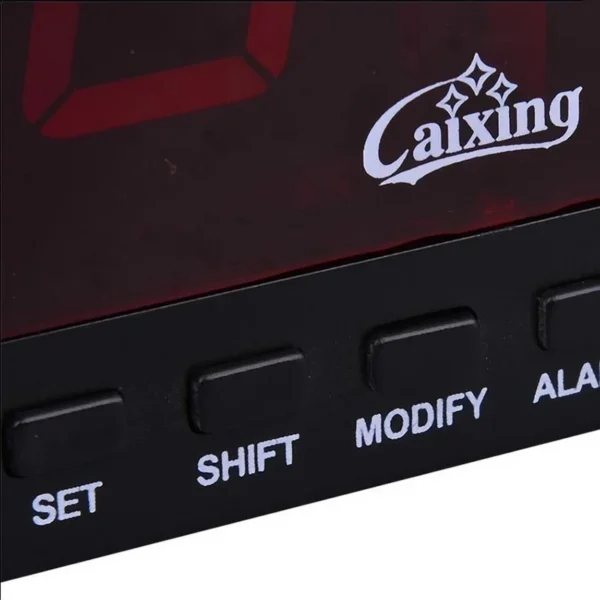 Ceas digital led rosu, afisaj 12h, calendar si temperatura, caixing - imagine 3