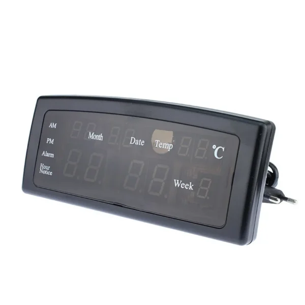 Ceas digital afisaj led rosu, data, alarma, temperatura, negru, caixing - imagine 1