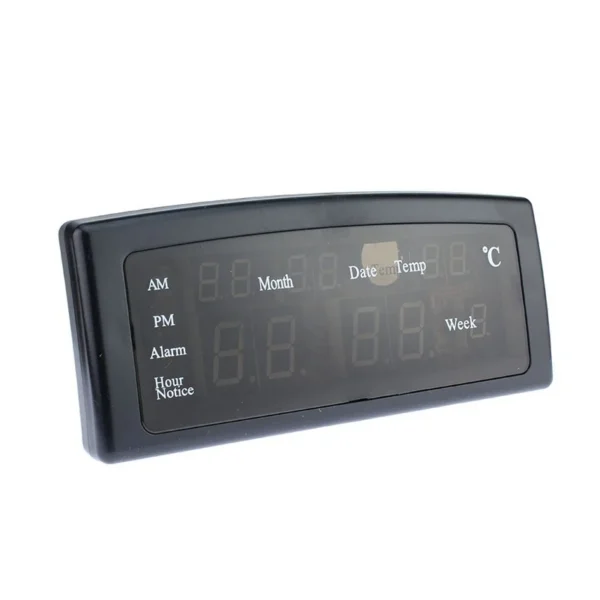 Ceas digital afisaj led rosu, data, alarma, temperatura, negru, caixing - imagine 2