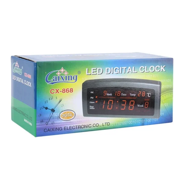 Ceas digital afisaj led rosu, data, alarma, temperatura, negru, caixing - imagine 5