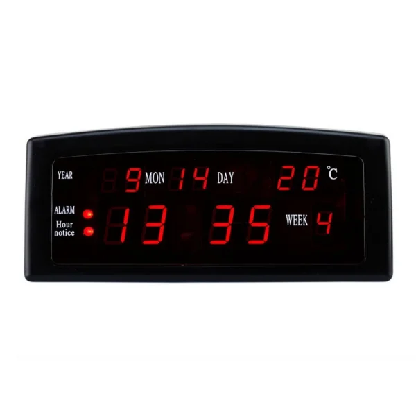 Ceas birou afisaj led rosu, calendar, alarma, format am/pm, caixing - imagine 1
